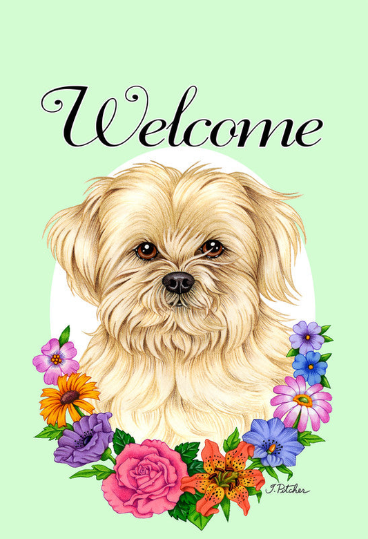 Lhasa Apso - Best of Breed Welcome Flowers Garden Flag