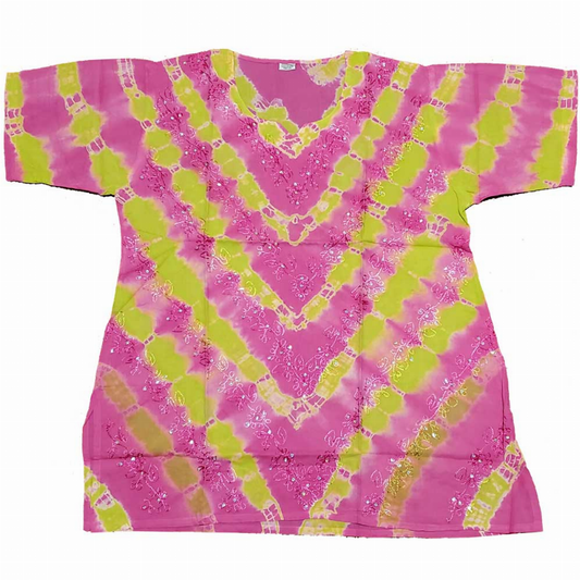 Aari Embroidery Design Sequin Tunic Tie Dye Top