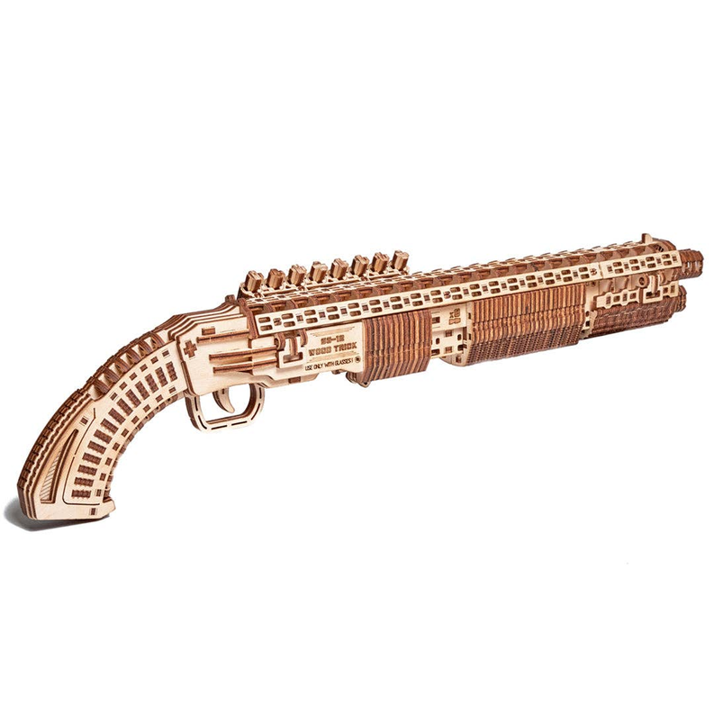 Wood Trick Shotgun SG-12 Wooden 3D Mechanical Model Kit