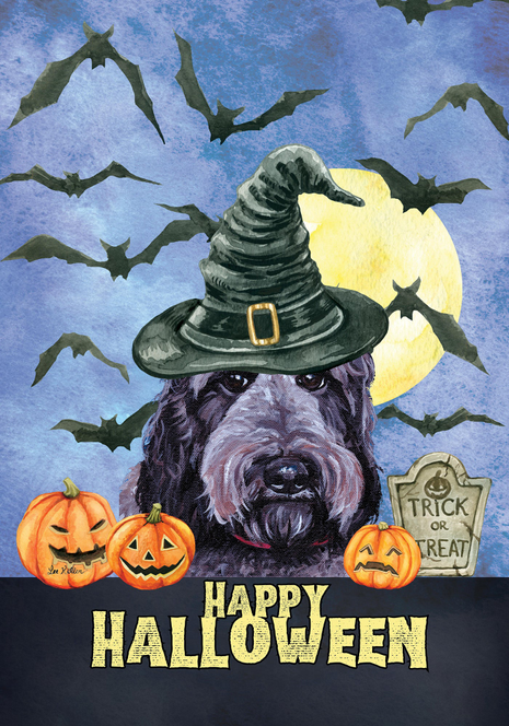 Labradoodle Black - Hippie Hound Studio Best of Breed Halloween House and Garden Flag