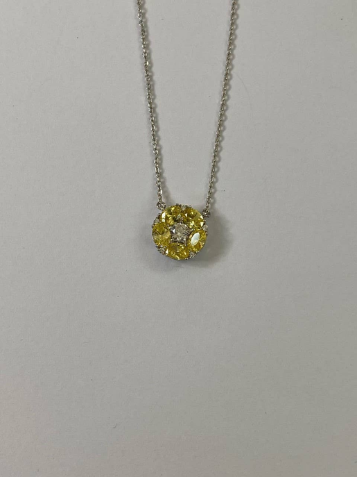 Yellow Topaz Round Necklace