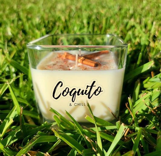 Coquito scented soy wax candle