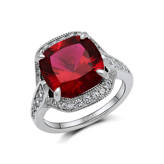 Red Micro Pave Engagement Ring