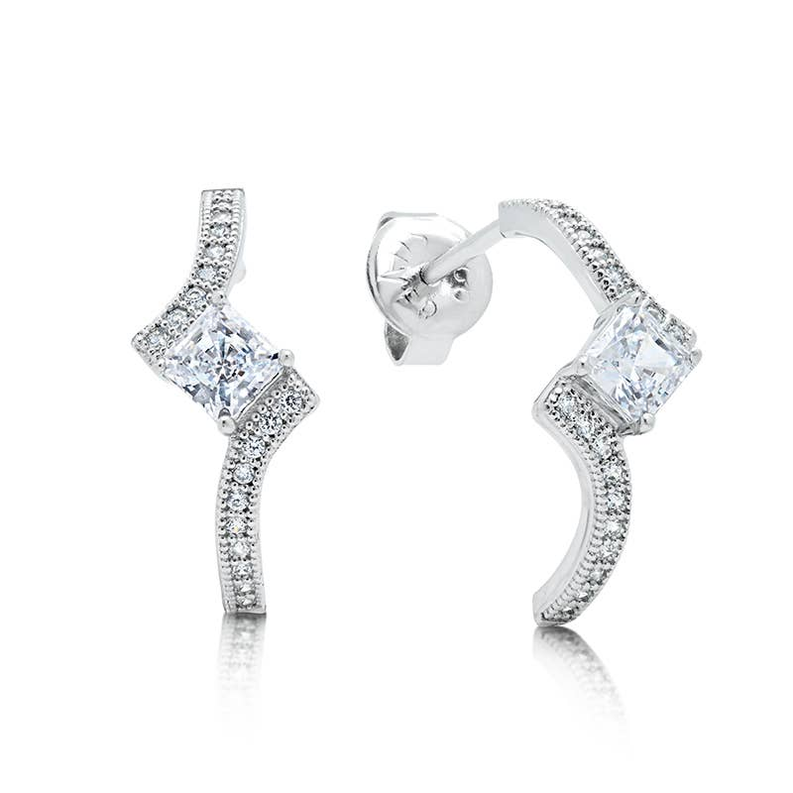 Fancy Princess Cut Drop Earrings