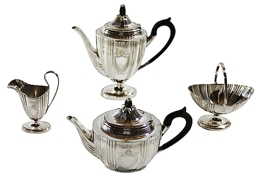 4 Piece Adam T & C Set English Silver Plate C.1885