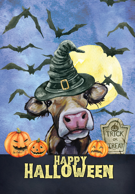 Cow - Hippie Hound Studio Best of Breed Halloween House and Garden Flag