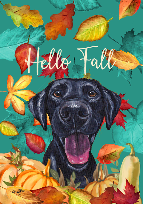 Black Labrador - Hippie Hound Studios Fall Garden Flag