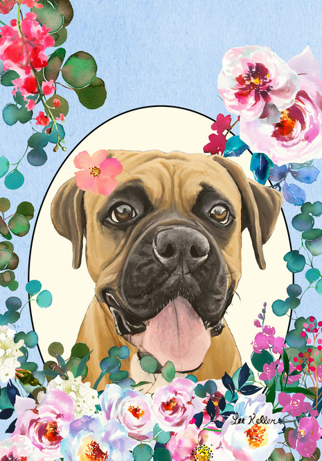 Boxer  - Hippie Hound Studios Spring  House and Garden Flags