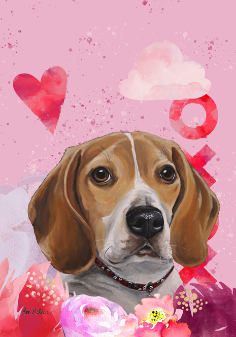 Beagle - Hippie Hound Studios Valentines  House and Garden Flags