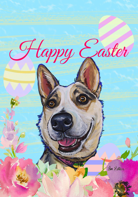 Australian Cattle Dog - Hippie Hound Studios Easter  House and Garden Flags