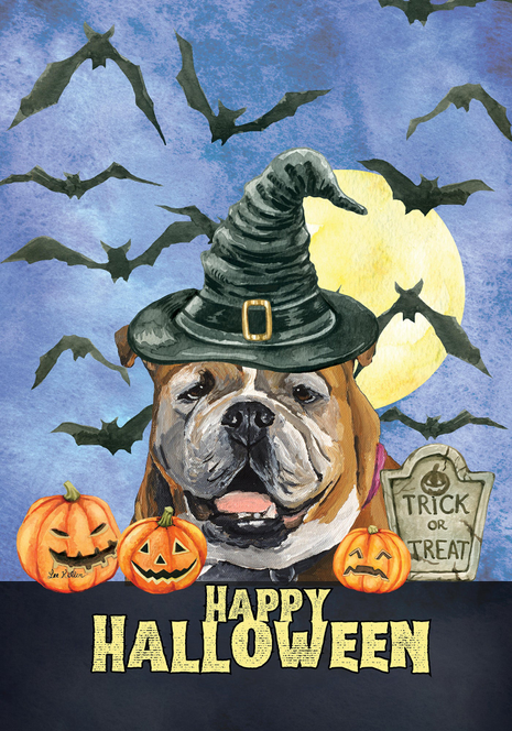 English Bull Dog Tan - Hippie Hound Studio Best of Breed Halloween House and Garden Flag