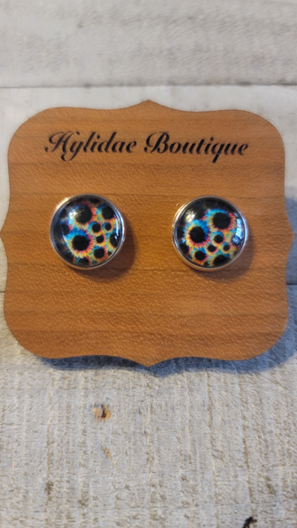 Colorful Sunflowers || 12mm Glass Stud Earrings