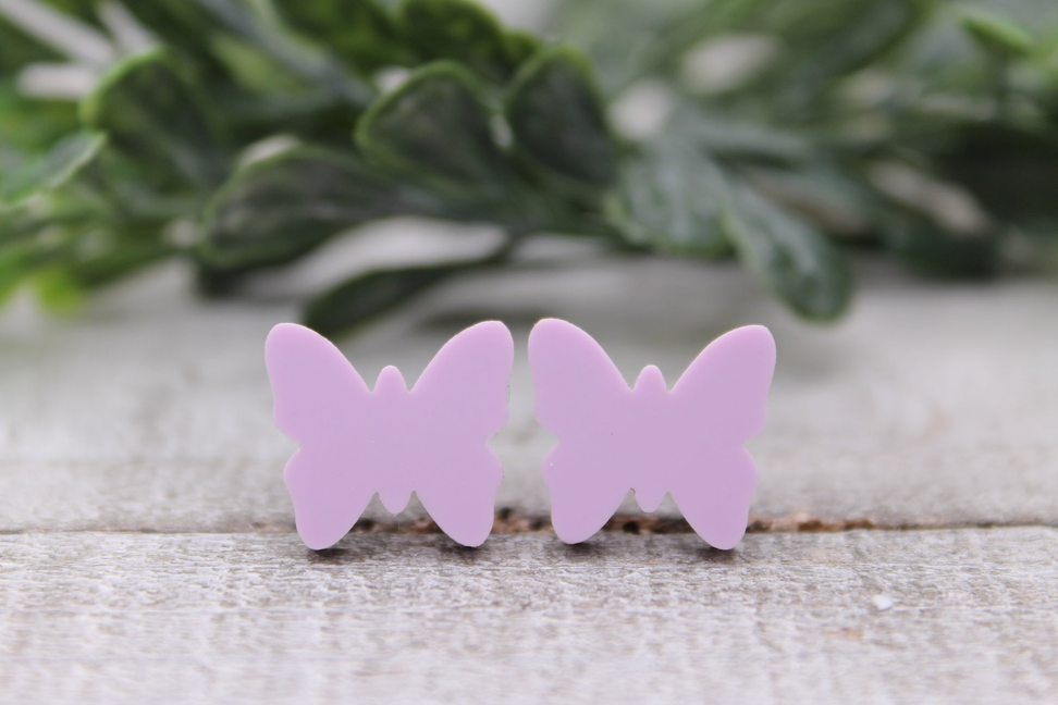 Lavender Butterflies || 14mm Stud Earrings