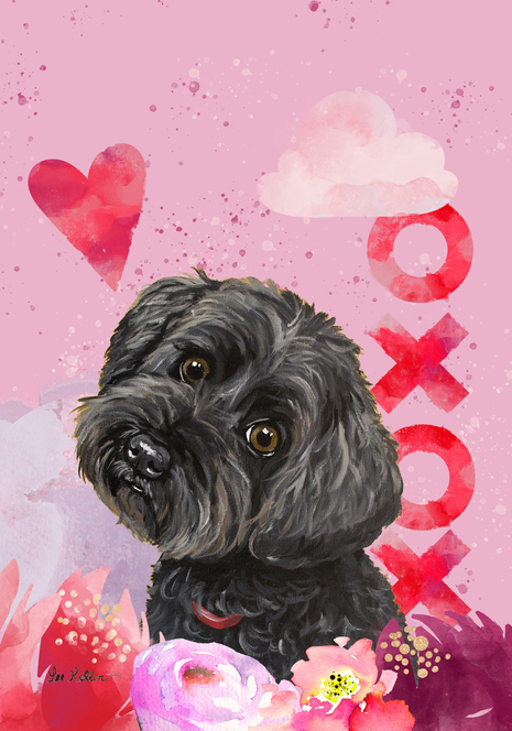 Yorkiepoo - Hippie Hound Studios Valentines  House and Garden Flags