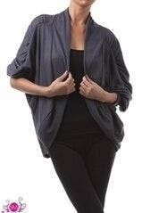 Banded Oversized Cardigan With Ruched Front and Back Yoke