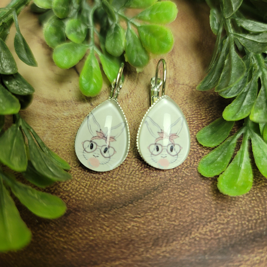 Bubblegum Bunny Teardrop French Lever Earrings