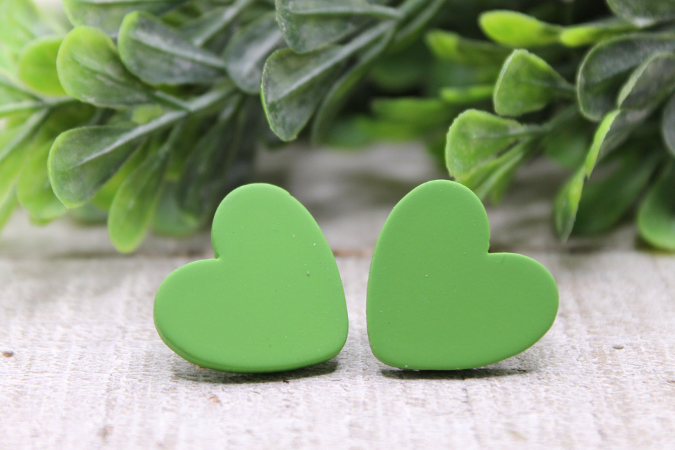 Green Heart Stud Earrings