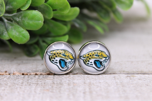 Jaguars Football || 12mm Glass Stud Earrings