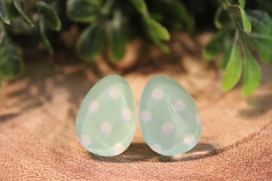 Mint Polka Dot Easter Egg Stud Earrings