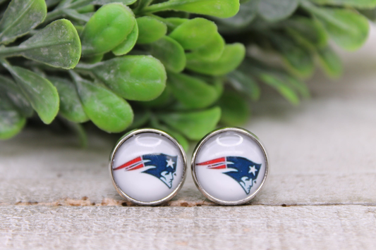 Patriots Football || 12mm Glass Stud Earrings