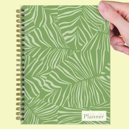 July 2024 - June 2025 Verde Fronds Medium Weekly Monthly Planner