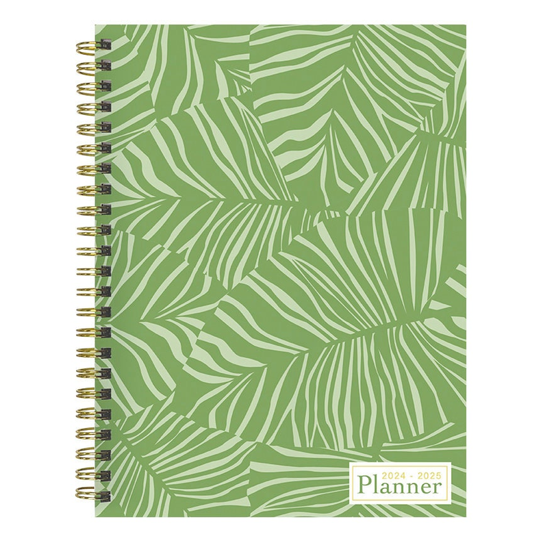 July 2024 - June 2025 Verde Fronds Medium Weekly Monthly Planner