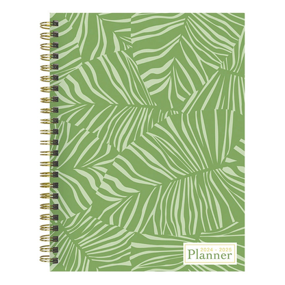 July 2024 - June 2025 Verde Fronds Medium Weekly Monthly Planner