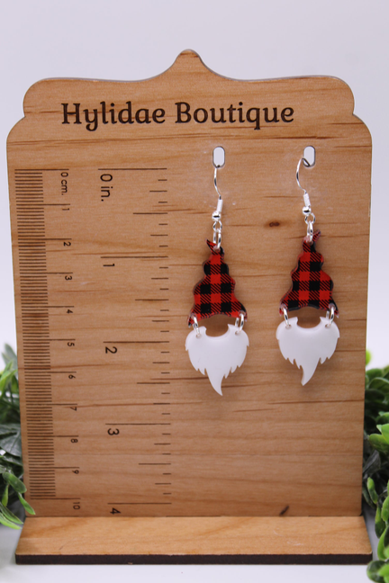 Buffalo Plaid Gnome || Drop Earrings