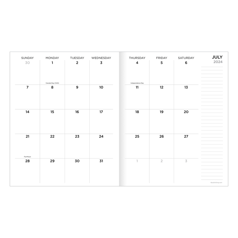 July 2024 - June 2025 Natural Foliage Medium Monthly Planner