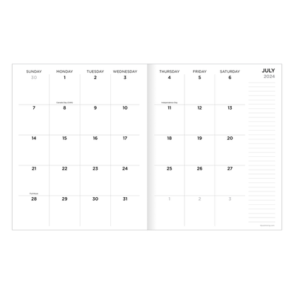 July 2024 - June 2025 Natural Foliage Medium Monthly Planner