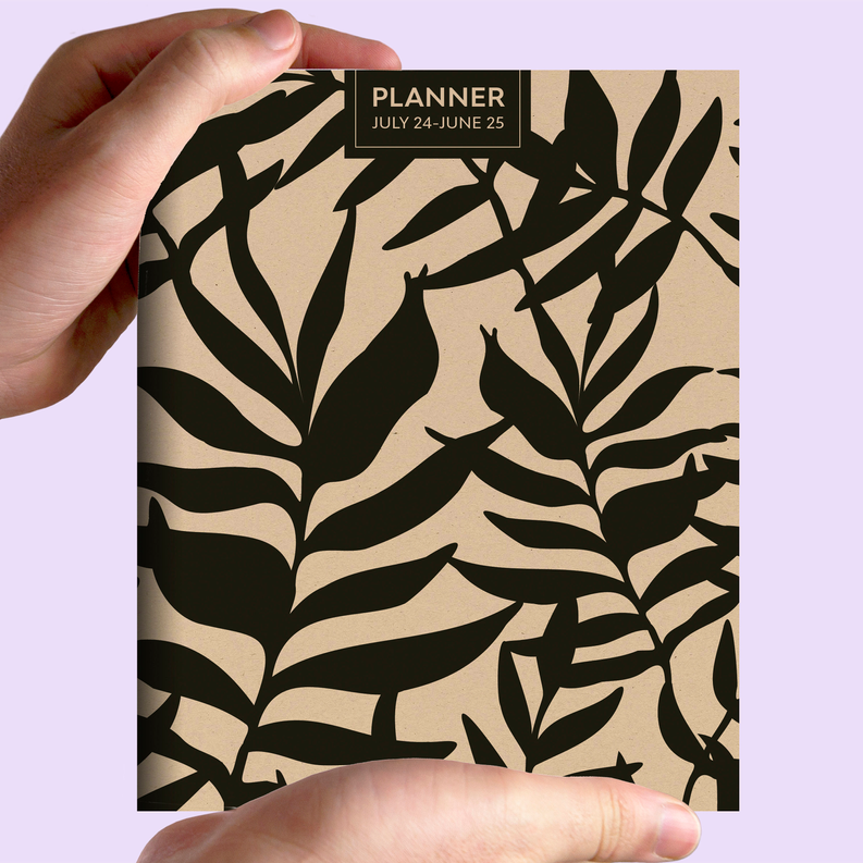 July 2024 - June 2025 Natural Foliage Medium Monthly Planner