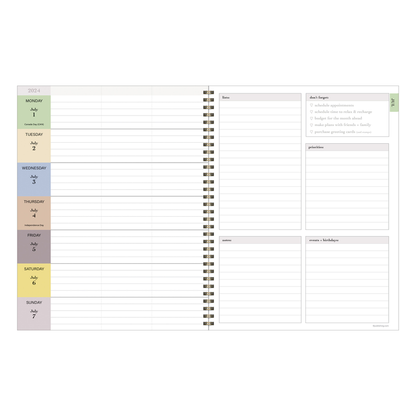 July 2024 - June 2025 Positano Palms Large Weekly Monthly Planner