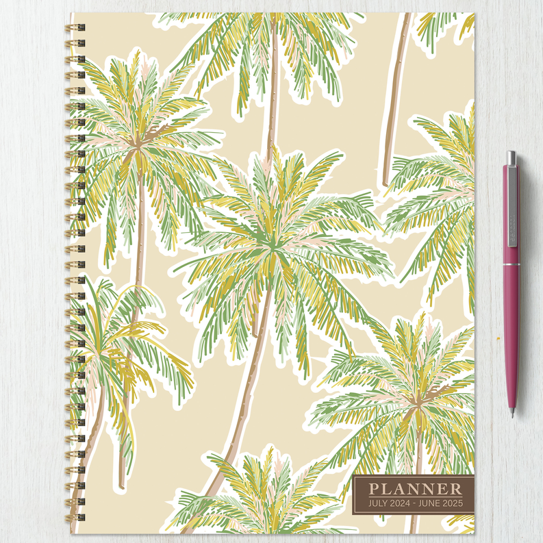 July 2024 - June 2025 Positano Palms Large Weekly Monthly Planner