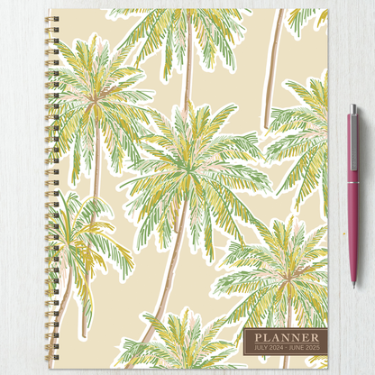 July 2024 - June 2025 Positano Palms Large Weekly Monthly Planner