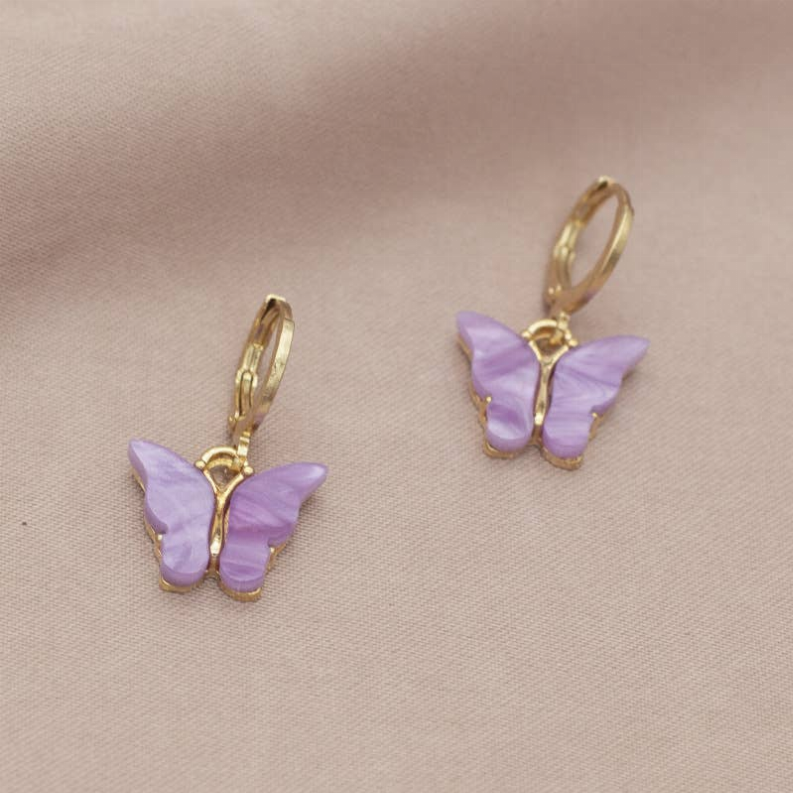 Hoop Earring- Handmade Earrings Vintage Butterfly Earrings