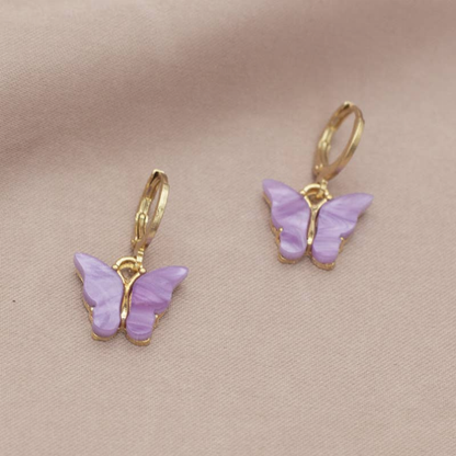 Hoop Earring- Handmade Earrings Vintage Butterfly Earrings