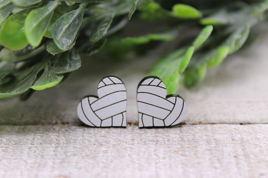 Volleyball Heart || 12mm Glass Stud Earrings