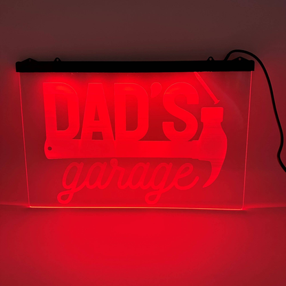 Color Changing LED Dad's Garage Hanging Sign