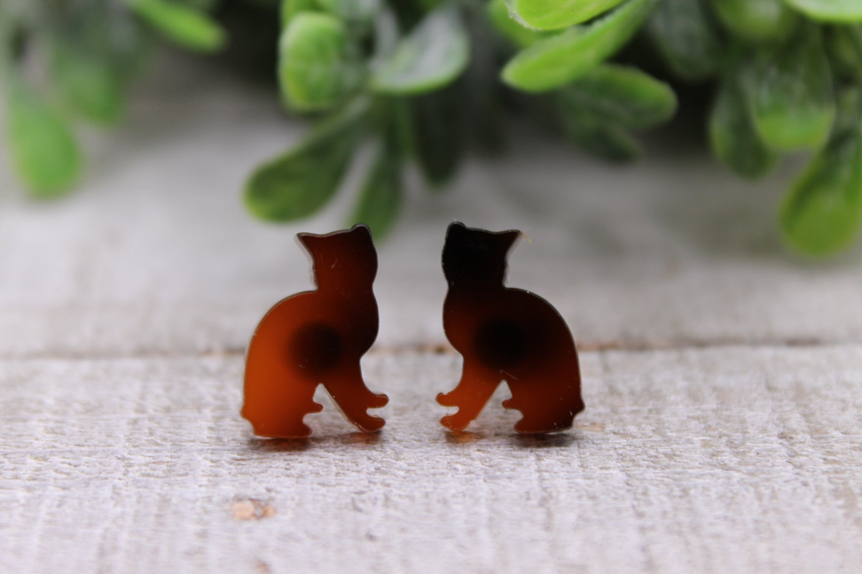 Tortoise Shell Cats || 14mm Stud Earrings