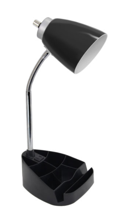 Limelights Gooseneck Organizer Desk Lamp with iPad Tablet Stand Book Holder and Charging Outlet