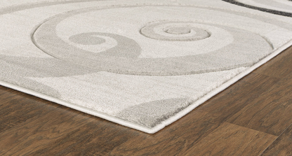 3'8" x 5'6" Grey Swirls Hand-Carved Soft Contemporary Rug