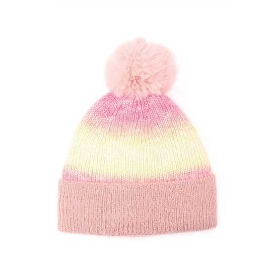 Tie Dye Fleece Pompom Beanie