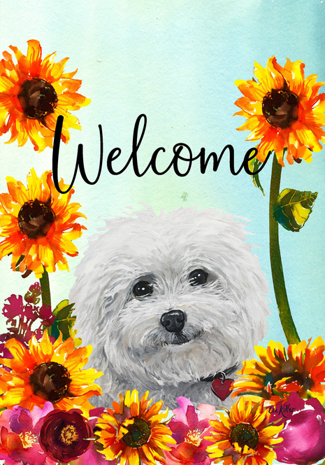 Bichon Frise - Hippie Hound Studios Welcome Garden Flag