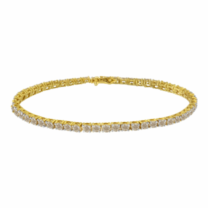 Yellow Plated Sterling Silver 5 Carat Total Diamond Weight Diamond Tennis Bracelet