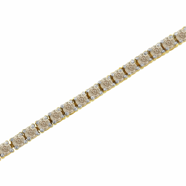 Yellow Plated Sterling Silver 5 Carat Total Diamond Weight Diamond Tennis Bracelet