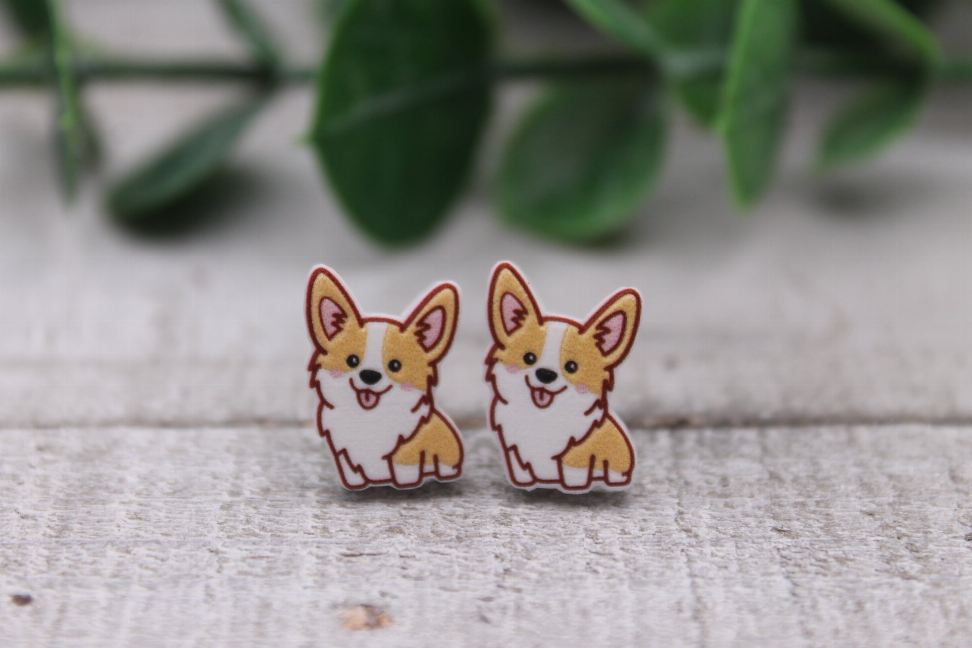 Corgi || Stud Earrings || Hypoallergenic