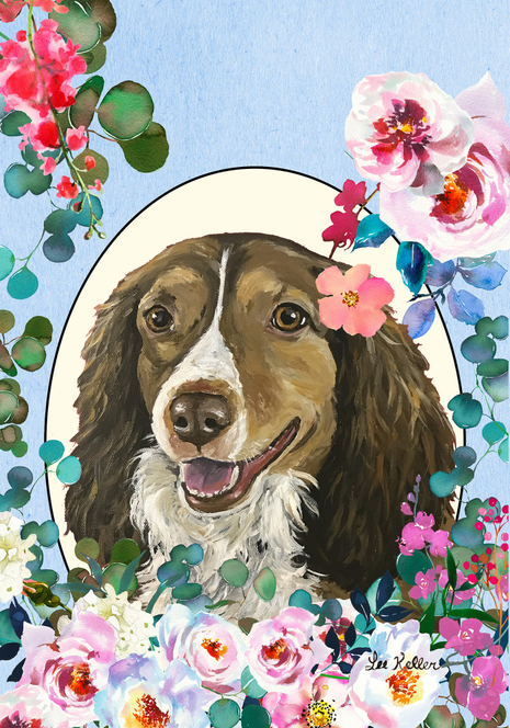 Brittany Spaniel - Hippie Hound Studios Spring  House and Garden Flags