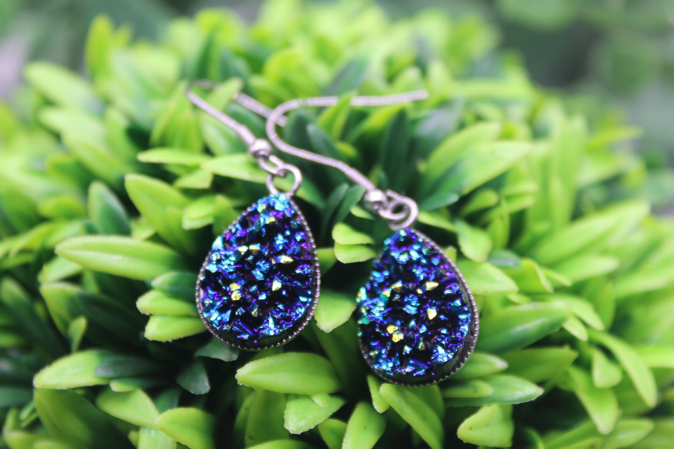 Glitz Mermaid Druzy French Hook Earrings