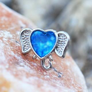 316L Stainless Steel Aqua Heart Elephant Cartilage Earring