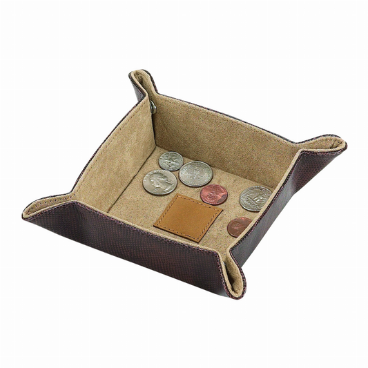 Brown Snap Tray, 4.5" Square with Leather Center